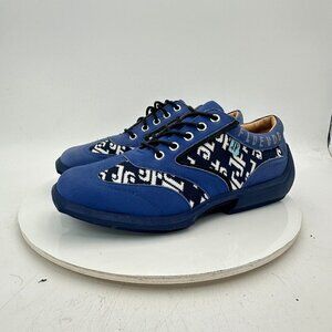 John Fluevog Future Angel Brandon Men Size 7 Black Blue Contrast Lace Up Shoes